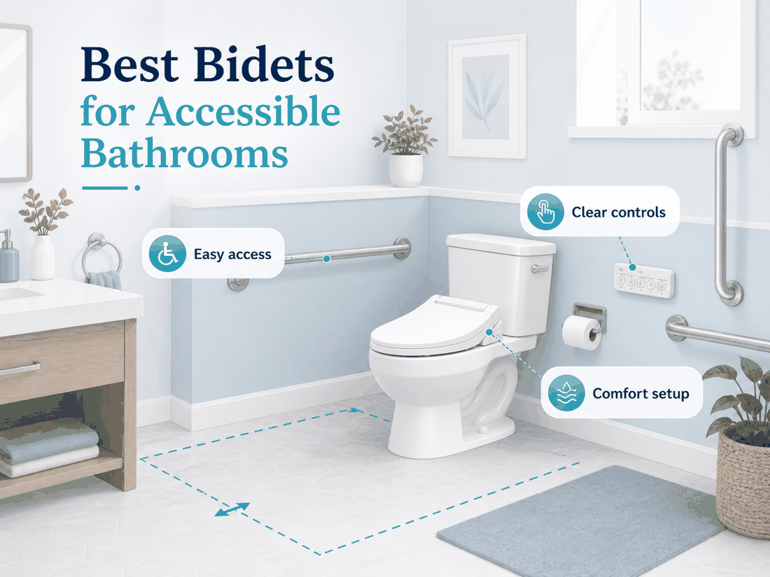 Accessible bathroom bidet setup illustration