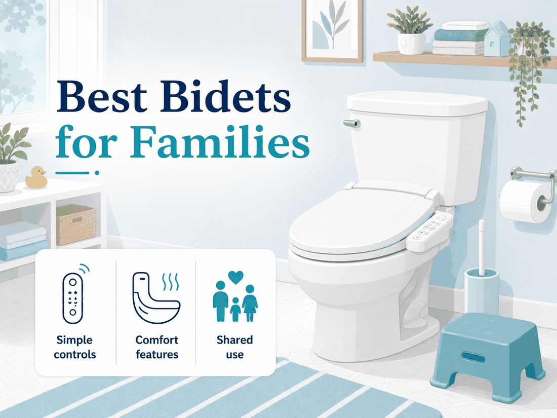 Family bathroom bidet illustration